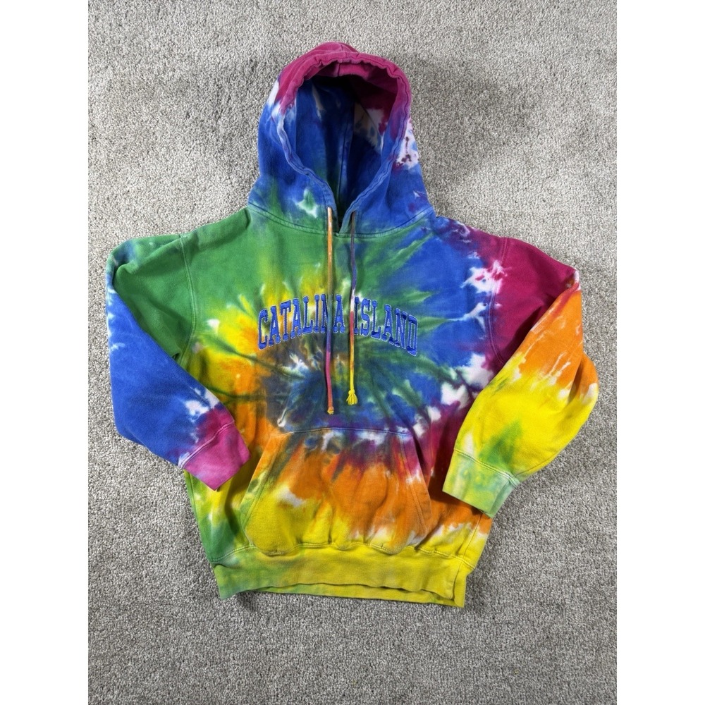 Basix‎ of America Catalina Island Tie Dye Hoodie Sweatshirt Mens Size M